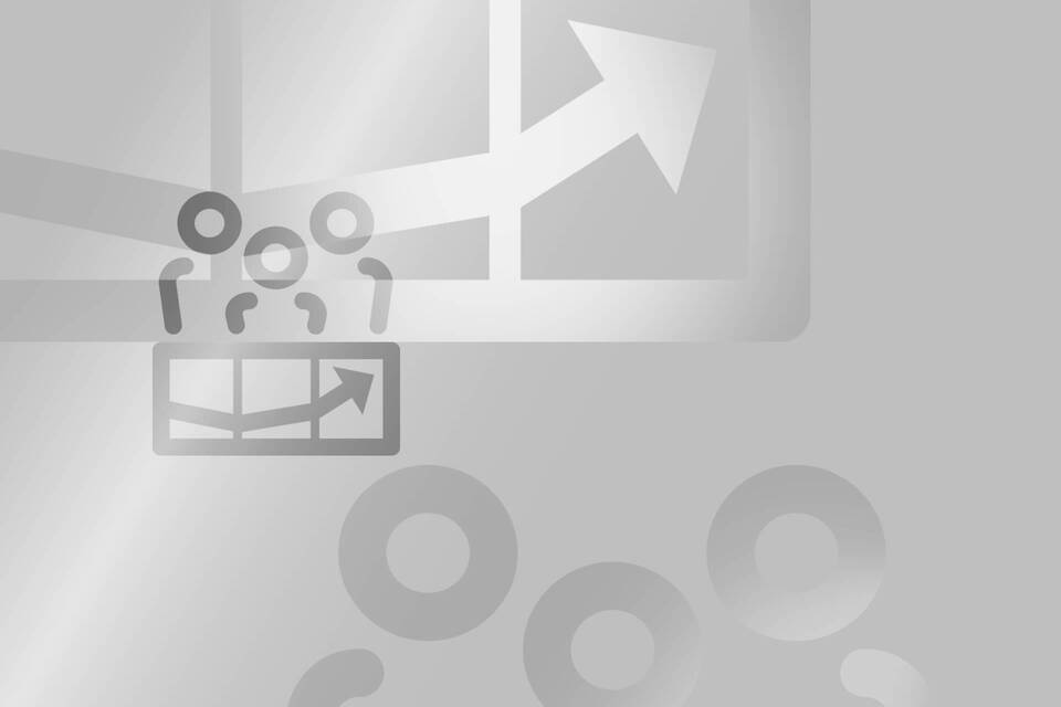 Symbolische Illustration eines Teams mit einer exponentiellen Kurve